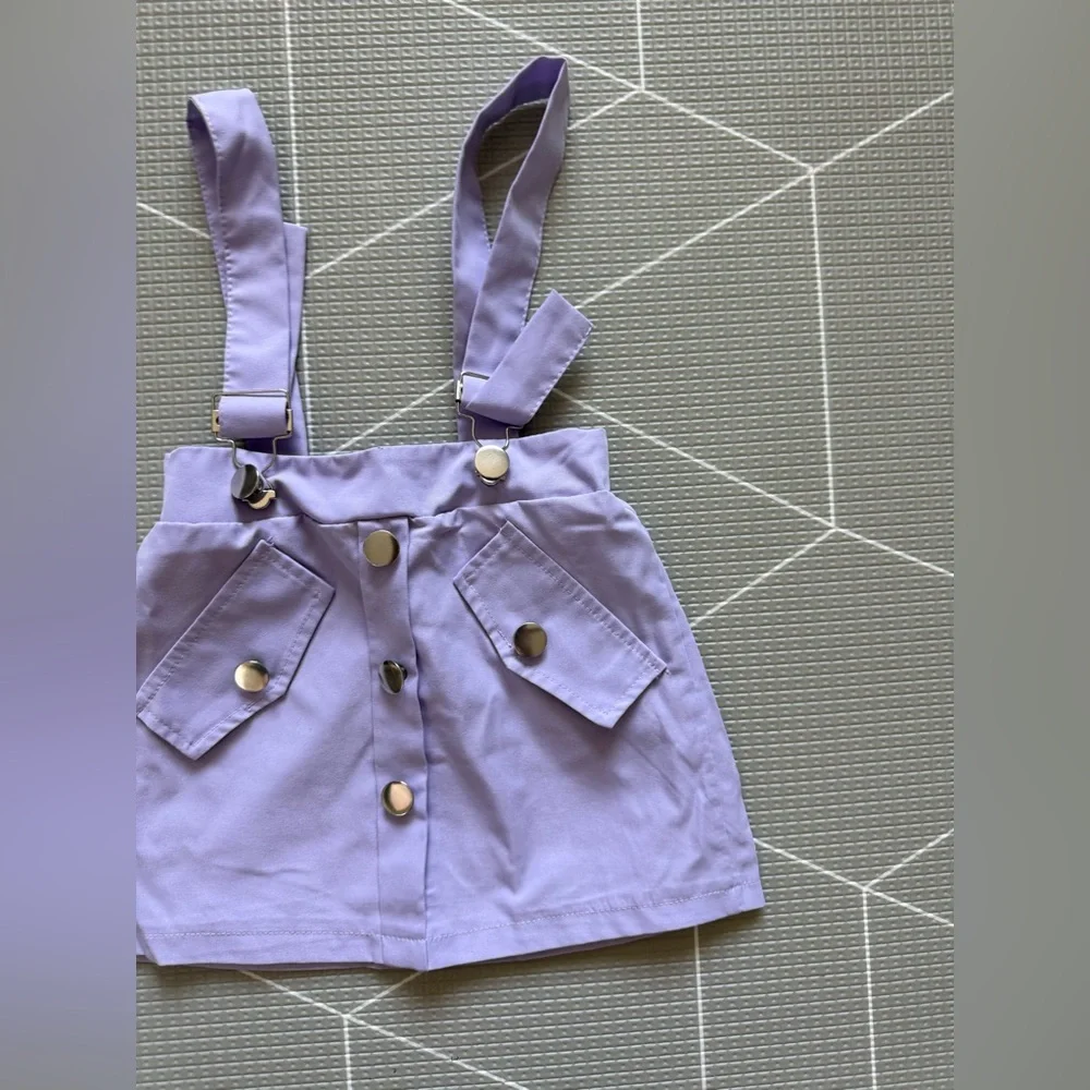 Small shop|Baby girl/toddler Lilac Pastel Suspender Skirt with buttons•••3-4T